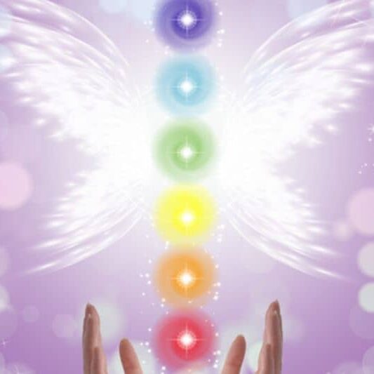 mediumship colored orbs leaving a person's hands